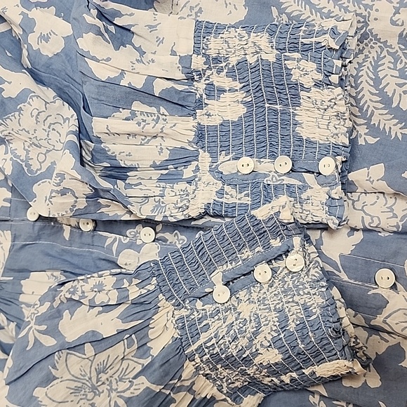 House Of Lacuna Womens Blue Floral Tuscany Boho Romantic Feminine Top Sz M/L - Picture 9 of 13